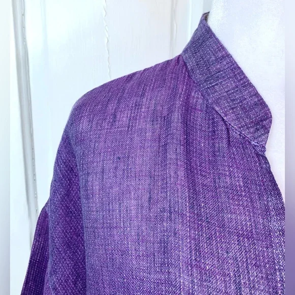 Eileen Fisher Purple Irish Linen Open Front Jacket - Kimono - Cardigan - Picture 3 of 15